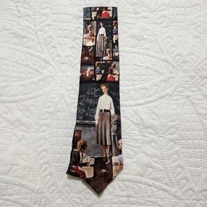Vintage Silk "Happy Birthday Miss Jones" Teacher Print Necktie
